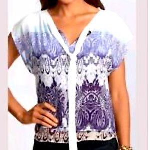 Cabi chiffon tie neck layered top